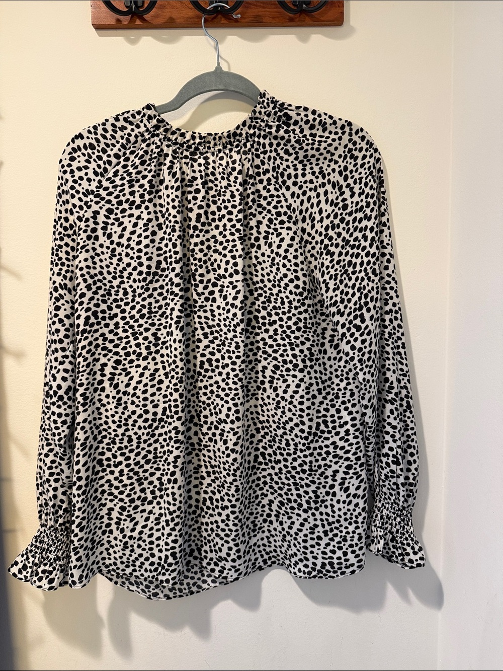 Primark Black and White Dalmatian Print Long-Sleeve Blouse
